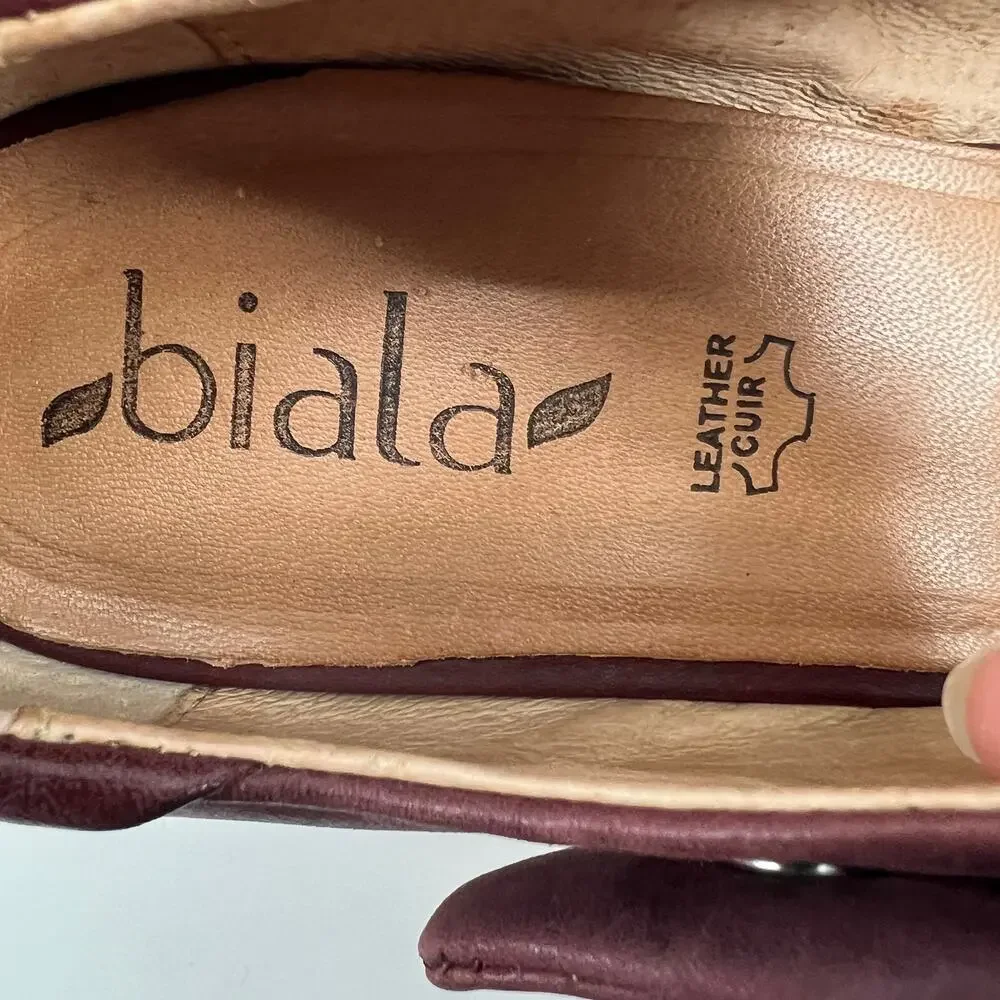Biala Womens Tracey Mary Jane Pump EU 36 US6 Burgundy Red Leather Bow Strap Shoe